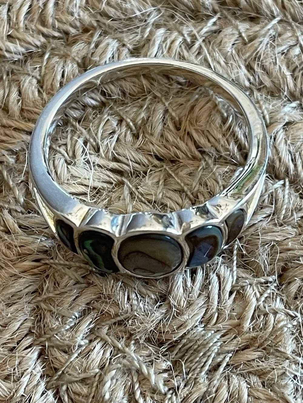 Vintage Abalone 925‎ Sterling Ring Artesian Design Womens 11